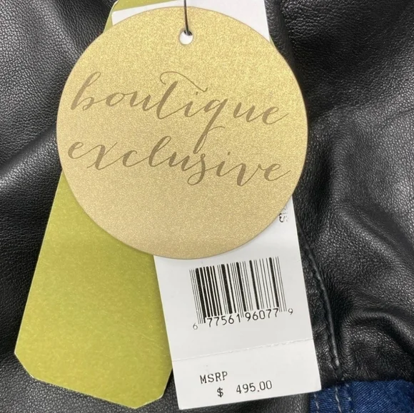 NWT Lambskin Leather & Denim Blue Jeans ARTELIER NICOLE MILLER Pant Size 31 - Picture 7 of 8